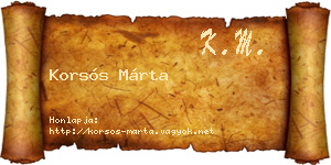 Korsós Márta névjegykártya